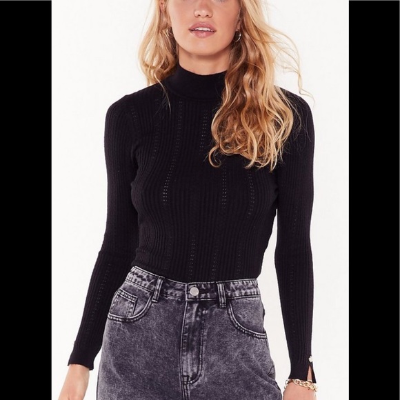 Nasty Gal Tops - NASTY GAL - High Neck On the Music Pearl Sweater M